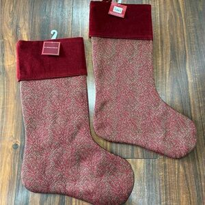 Kohl's Burgundy and Gold Holiday Stockings (Pair) NWT
